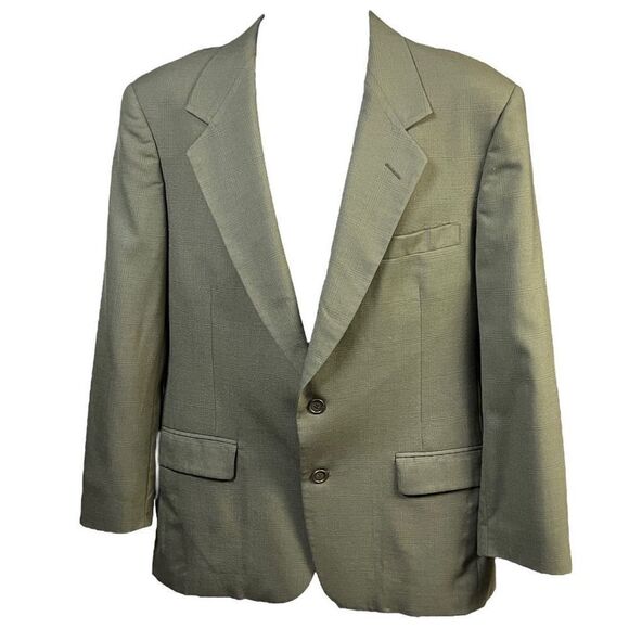 Stanley Blacker Mens Two Button Suit Jacket‎ Green Checkered Lined Notch USA 42 - Picture 1 of 9